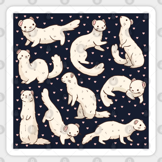 Cute white Ferret illustration Sticker by Yarafantasyart